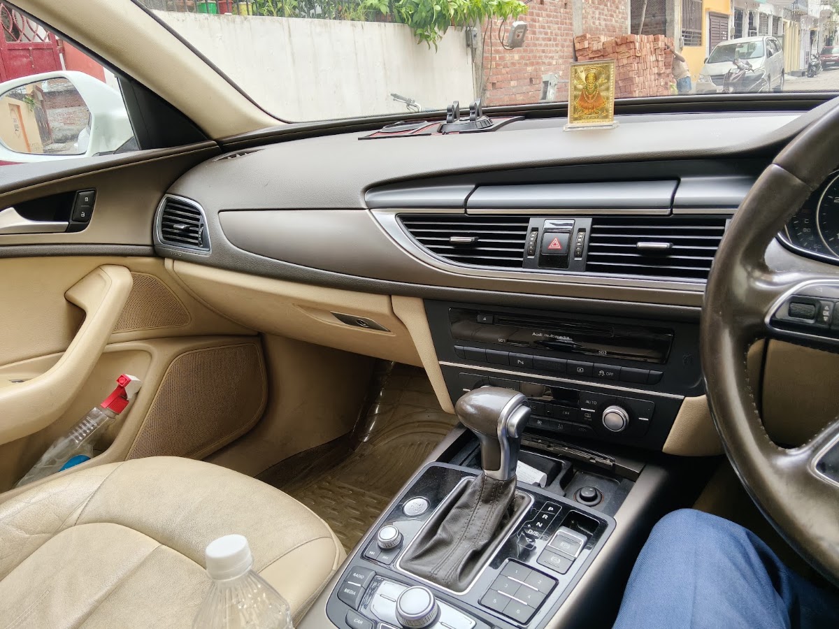 Luxury car automatic transmission console handled by driver